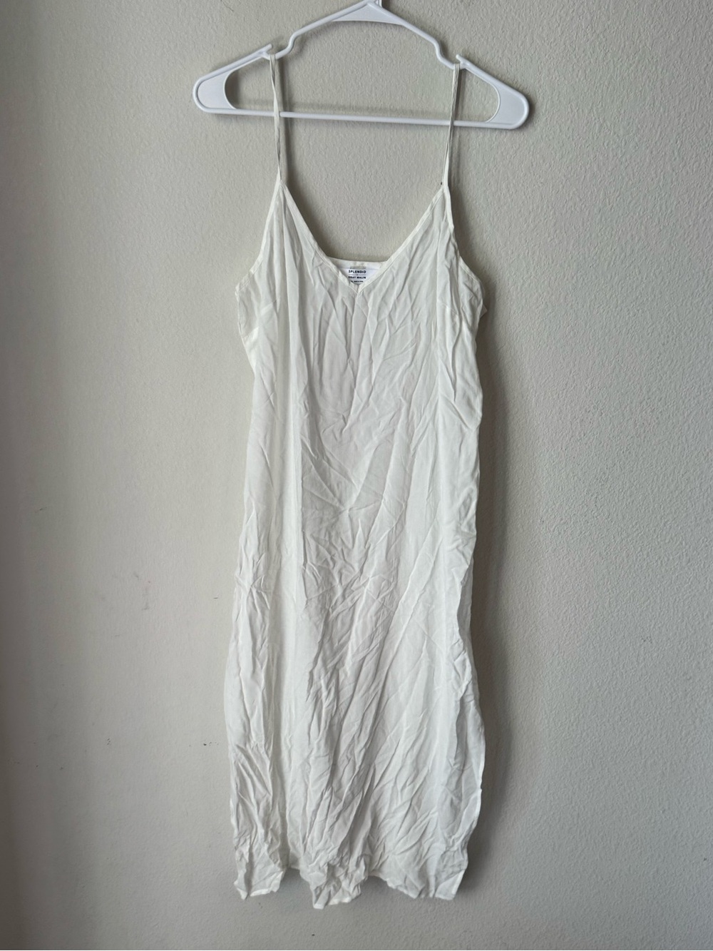 Splendid x Gray Malin White V-Neck Midi Dress Sleeveless Side Slit XL